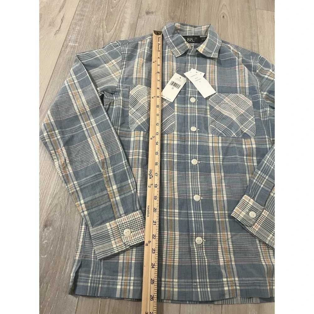 RRL by Ralph Lauren Madras Camp Shirt Light Blue XS - Picture 4 of 6